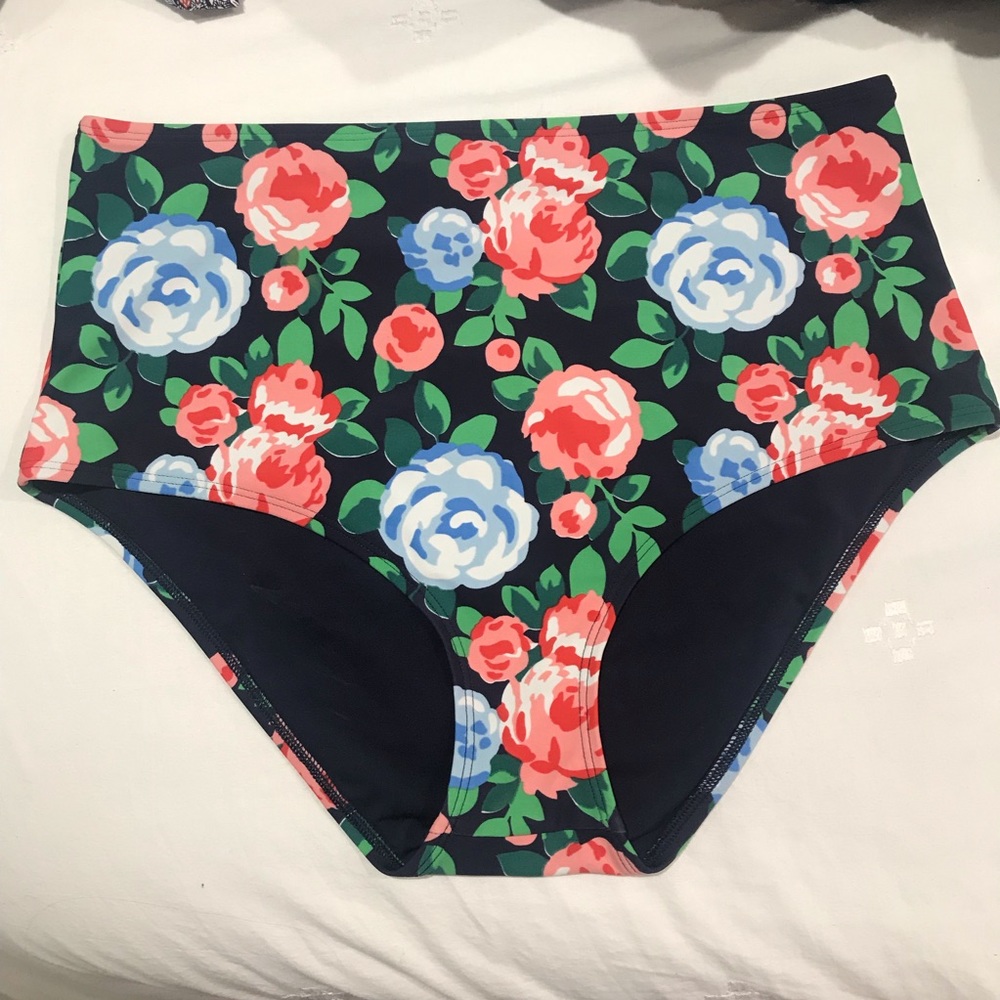 High waisted floral bikini bottoms